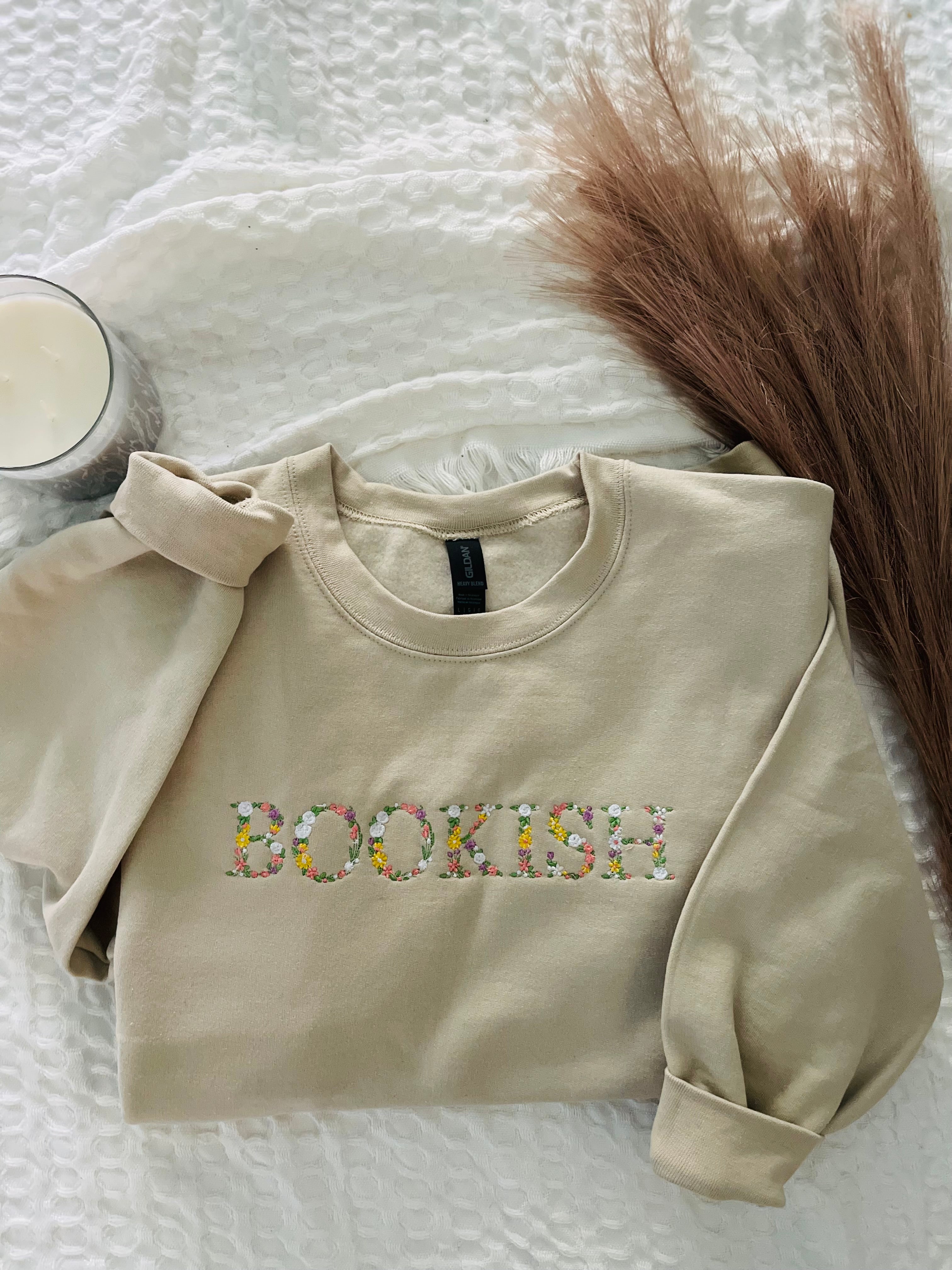 Bookish Floral Embroidered Sweatshirt